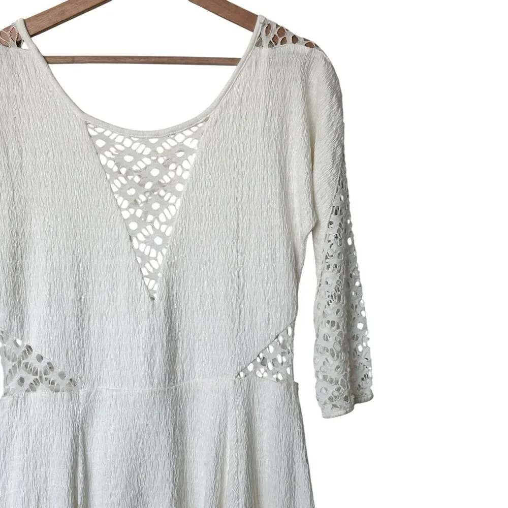 Free People To the Point Dress M White Lace Mini